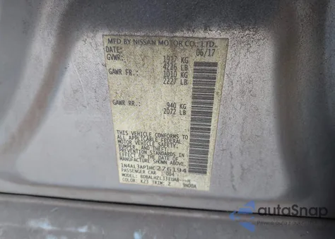 2017 Nissan Altima 2.5 Sr from USA, damaged, VIN 1N4AL3AP1HC276194